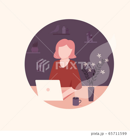 Young freelancer woman working remotely from home 65711599