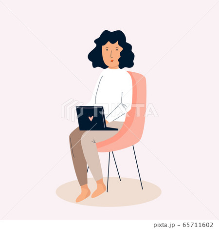 Young freelancer woman working remotely from home 65711602