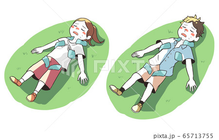 熱中症のためアイシング(草の上) 熱中症のためアイシング(草の上) 65713755