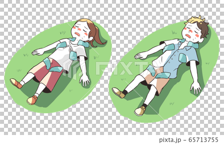 熱中症のためアイシング(草の上) 熱中症のためアイシング(草の上) 65713755