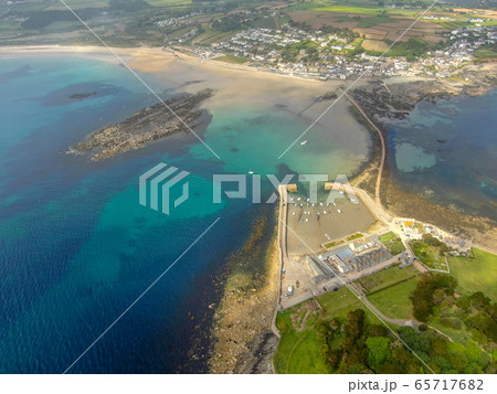 Aerial viewi of St Michael's Mount bay, Cornwall, England, United Kingdom. Aerial viewi of St Michael's Mount bay, Cornwall, England, United Kingdom. 65717682
