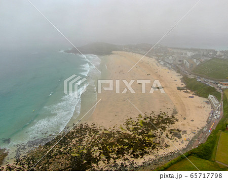 St Michael's Mount bay, Cornwall, England, United Kingdom during foggy day 65717798