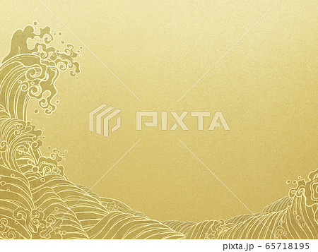 背景-波-和-和風-和柄-金箔 65718195