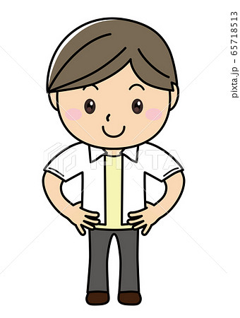 男の子01_01(笑顔・腰に手を当てる) 男の子01_01(笑顔・腰に手を当てる) 65718513