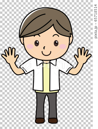 Boy 01_01 (smile, both hands, par) - Stock Illustration [65718514] - PIXTA