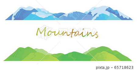 山脈 2パターン 夏山と雪山のイラスト素材