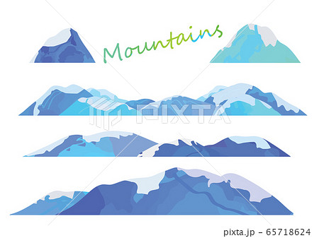 雪山のセット 山脈のイラスト素材