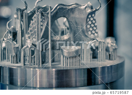 Object printed on metal 3d printer close-up 65719587