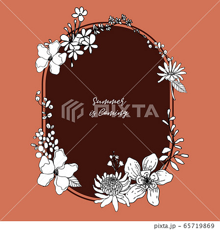 Flower wreath with Line art tropical vector 65719869