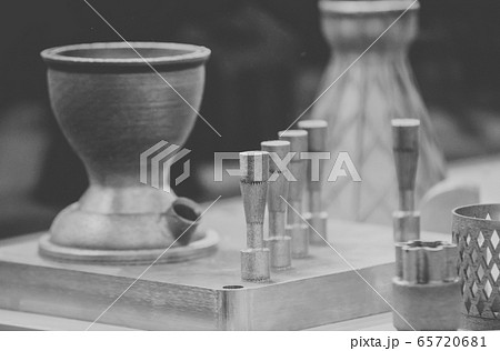 Man is holding object printed on metal 3d printer 65720681