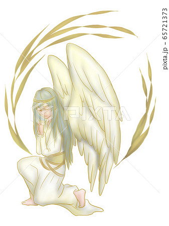 祈り 天使 金葉のイラスト素材