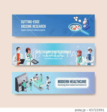 healthcare banner design with hospital,doctor and 65722991