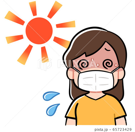マスク熱中症 女性 のイラスト素材