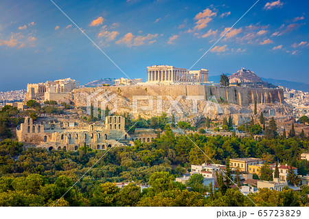 Acropolis of Athens, Greece, with the Parthenon 65723829