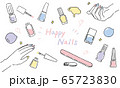 かわいいネイルアイテムのパステル系イラスト 65723830