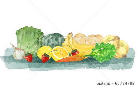 野菜と果物水彩画のイラスト素材