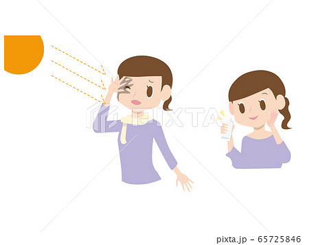 UV紫外線を気にする女性のイラスト UV紫外線を気にする女性のイラスト 65725846