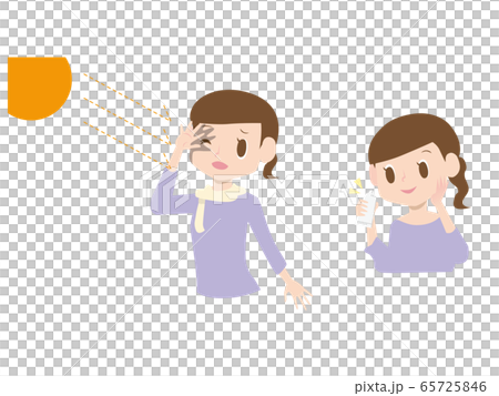 UV紫外線を気にする女性のイラスト UV紫外線を気にする女性のイラスト 65725846