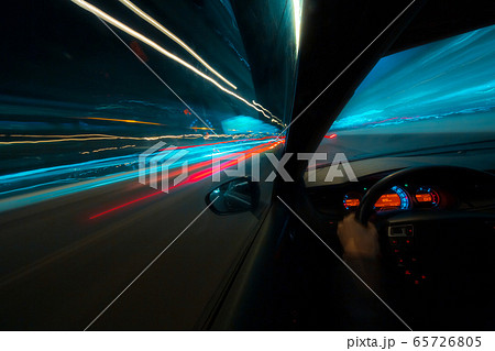 Speed movement car view from the interior 65726805