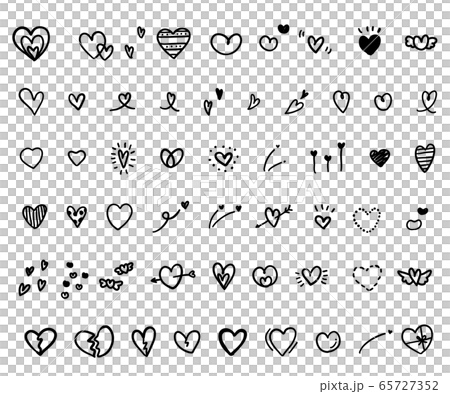 ハートの素材のセット かわいい 手書きのイラスト素材