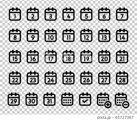 日ごとのカレンダーのアイコンのセット／シンプル／イラスト 65727367