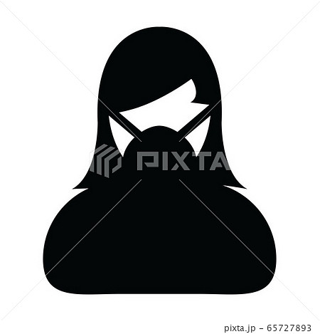 Virus mask icon vector for safety protection person profile female avatar symbol for medical and health care in a glyph pictogram illustration. 65727893