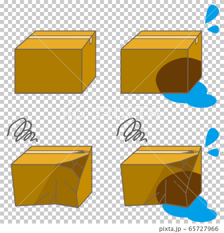 綺麗な段ボール箱と 破損 水濡れのセットのイラスト素材
