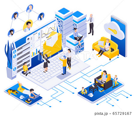 Remote Work Management Isometric 65729167
