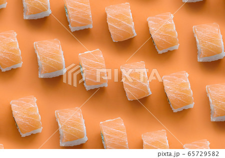 Philadelphia rolls with salmon on orange 65729582