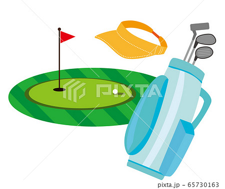 ゴルフ ゴルフクラブ ゴルフバッグ ゴルフボール サンバイザーのイラスト素材