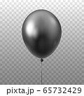 Black balloon isolated on transparent background. 3D Vector illustration of celebration, party balloons 65732429