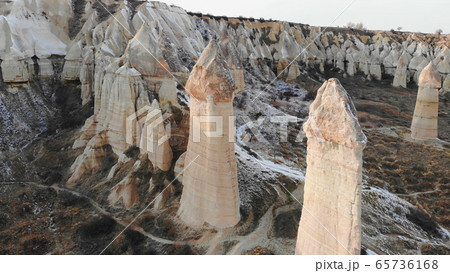 The valley of love in Goreme Cappadocia Turkey during the freezing winter months 65736168