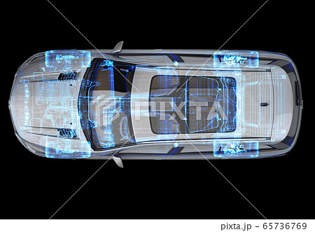 Technical 3d illustration of SUV car with x-ray Technical 3d illustration of SUV car with x-ray 65736769