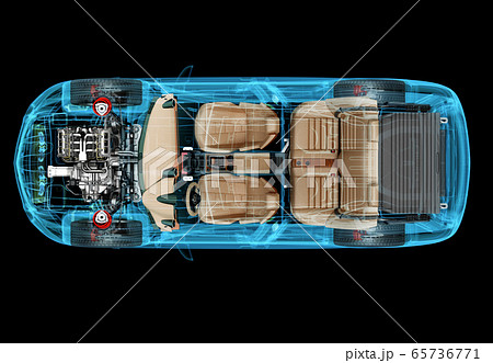 Technical 3d illustration of SUV car with x-ray effect. 65736771