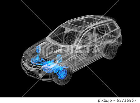 Technical 3d illustration of SUV car with x-ray 65736857