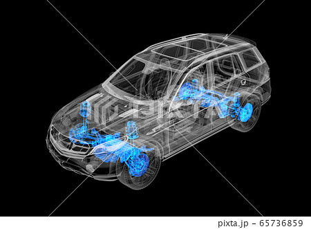Technical 3d illustration of SUV car with x-ray 65736859