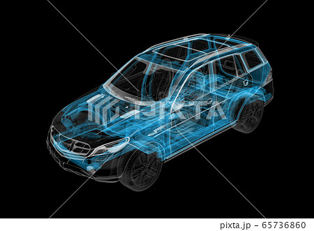 Technical 3d illustration of SUV car with x-ray 65736860