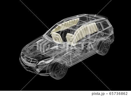 Technical 3d illustration of SUV car with x-ray 65736862