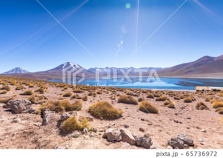 Lagunas Altiplanicas, Miscanti y Miniques, amazing view at Atacama Desert. Chile, South America. 65736972