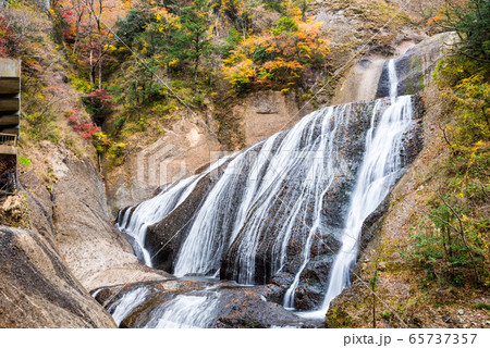 袋田の滝と紅葉風景 秋 （茨城県久慈郡大子町） 2019年11月撮影 65737357