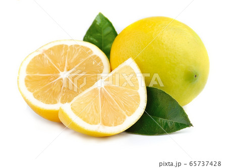 Lemon with leaves. 65737428