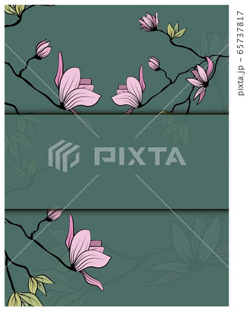 Magnolia branch leaves greeting in beautiful style on white background. Wedding floral decoration Magnolia branch leaves greeting in beautiful style on white background. Wedding floral decoration 65737817