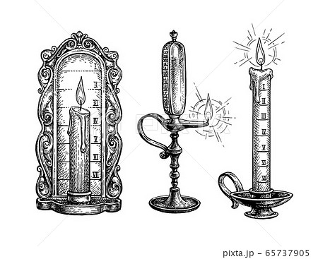 Ink sketch of fire clock. 65737905