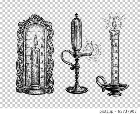 Ink sketch of fire clock. 65737905