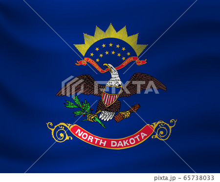 Waving flag of North Dakota. Vector illustration 65738033