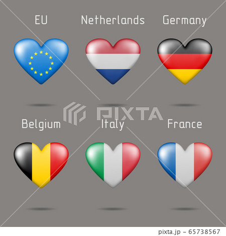 Heart shaped european flags 65738567