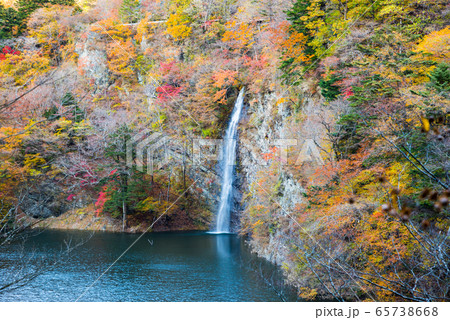 回顧の滝 紅葉 秋 みかえりのたき （栃木県那須塩原市） 2019年11月撮影 65738668