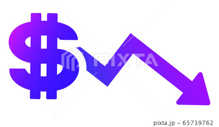 ドル記号と下降する矢印のイラスト素材