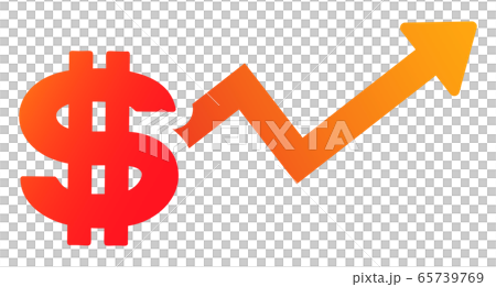 ドル記号と上昇する矢印 65739769