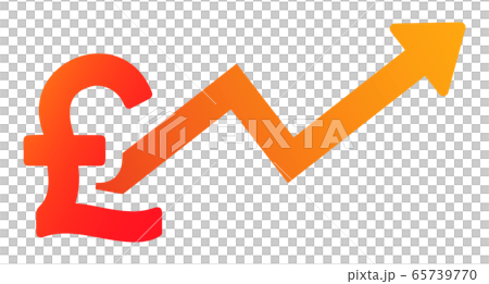 Pound symbol and rising arrow 65739770